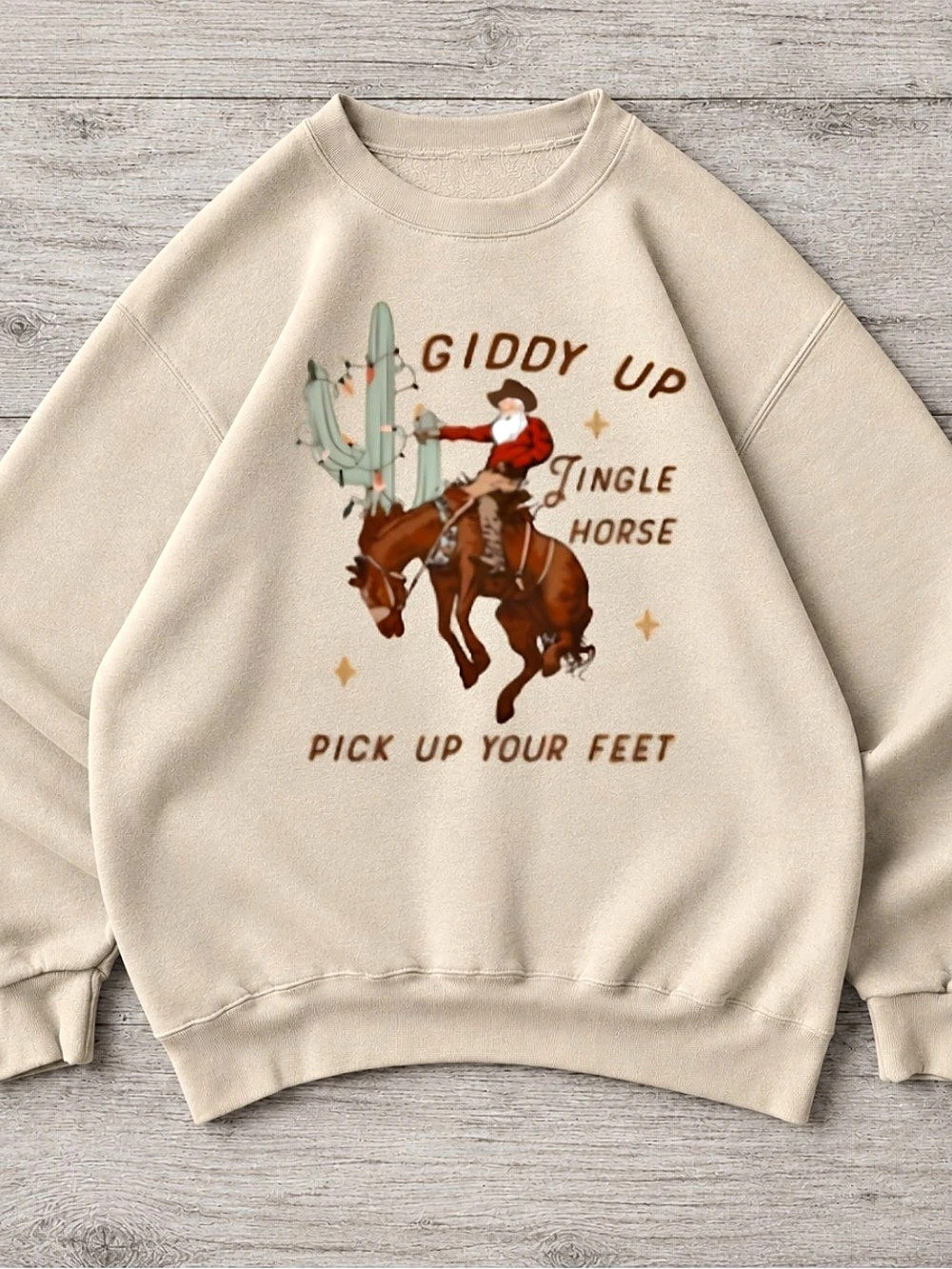 Gildan Giddy Up Jingle Horse Sweatshirt, Vintage Christmas Western Sweatshirt